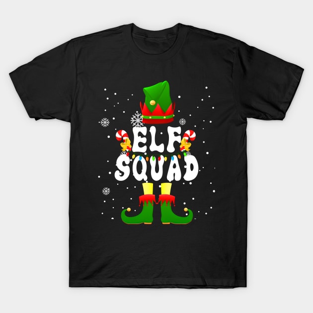 Elf Squad Cute Elf Xmas Lights Christmas T-Shirt by Kokomo